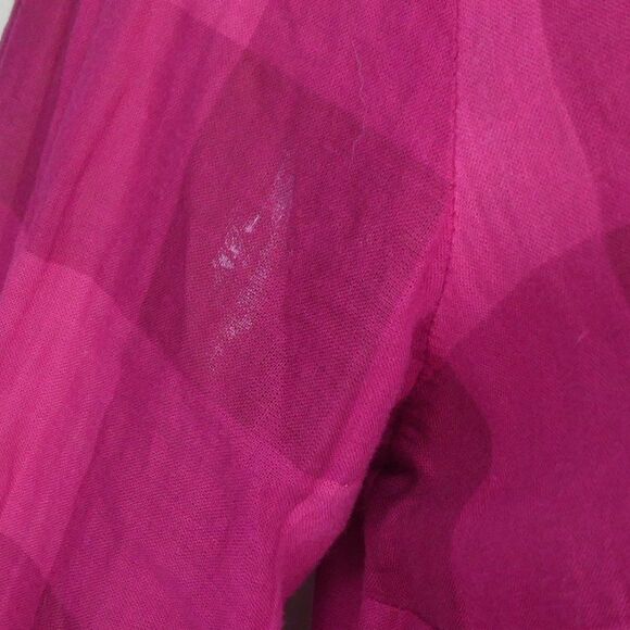 Splendid Long Sleeve Button Up Plaid Shirt Pink Medium 100% Cotton Lightweight - Picture 4 of 11
